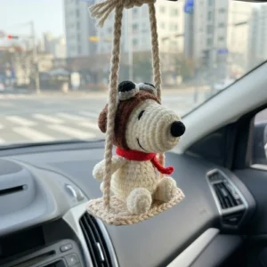 Crochet Snoopy Pilot Car Hanging Charm